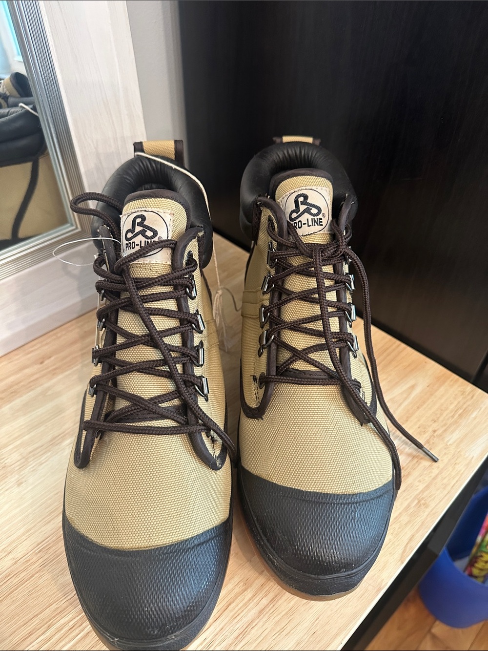 Men's pro-line Tan and Black Outdoor Steel Shank Work Boots